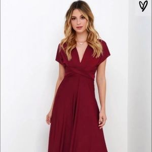 Burgundy formal dress, many styles in one dress